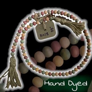 Hand Crafted Original Wood Beaded Garland Tieback Mantle Strand Hand Dyed B018
